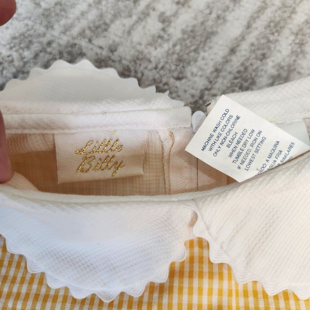 Little Bitty yellow gingham applique collar shift dress size 6 girls - Picture 2 of 8